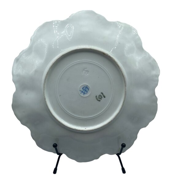 VTG Limoges AL Depose Porcelain Plate Teal Scallop Sailboats Gold Trim 9" - Picture 2 of 7